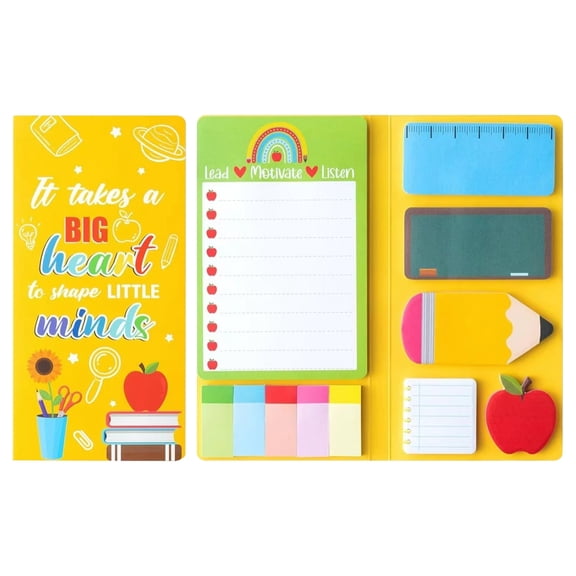Teacher Appreciation Week Sticky Notes Set, Heart Themed Self-Stick Memo Pads, Creative Classroom Gift for Teachers & Educators,B
