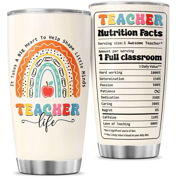 Teacher Appreciation for Women, Inspirational Rainbow Quote 20oz Stainless Steel Insulated Cup, Thoughtful Tumbler for Mentor, , , to School