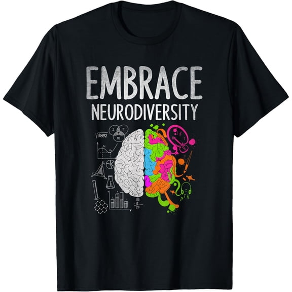 Teacher April Autism Awareness Embrace Neurodiversity Brain T-ShirtMen and women, Black T-shirt, size: Extra large