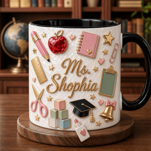 Teacher Assistant Mug 3D Effect Personalized Ms. Name Classroom Gift