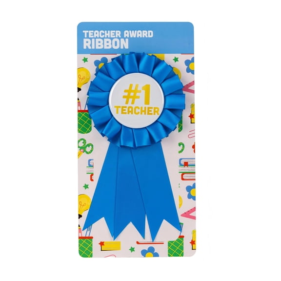 Teacher Award Ribbon, Teacher Themed Design, Classroom Recognition Badge, 5.9 x 2.99 x 0.55 in