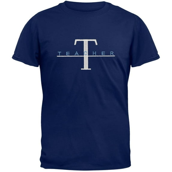 Teacher Big T Logo Embroidery Navy Adult T-Shirt - Small