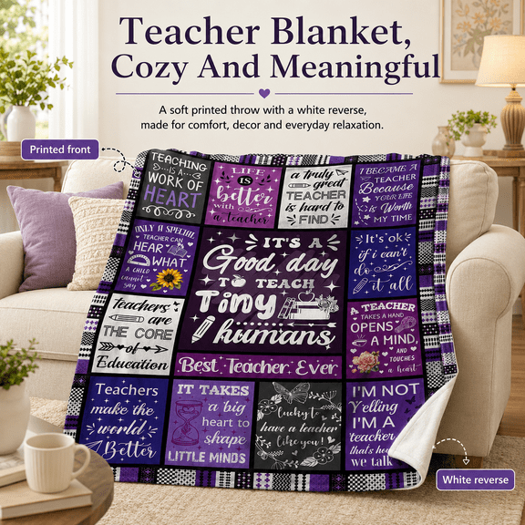 Teacher Blanket Appreciation Gifts for Women, Teacher Supplies Back to School Throw Blankets, Best Birthday Teachers' Day Gift for Educators from Students 30"X40"