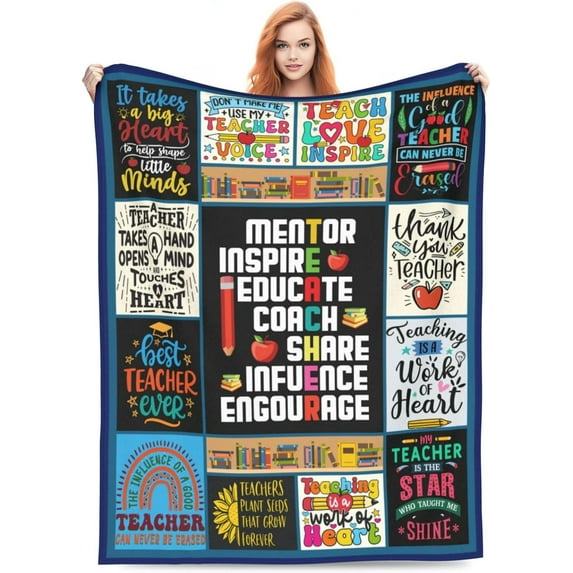 Teacher Blanket Gifts for Women Men,Teacher Appreciation Gifts,Teacher Back to School Teachers'' Day Throw Blankets Best Teacher Birthday Valentines Day Gifts 60"x50"
