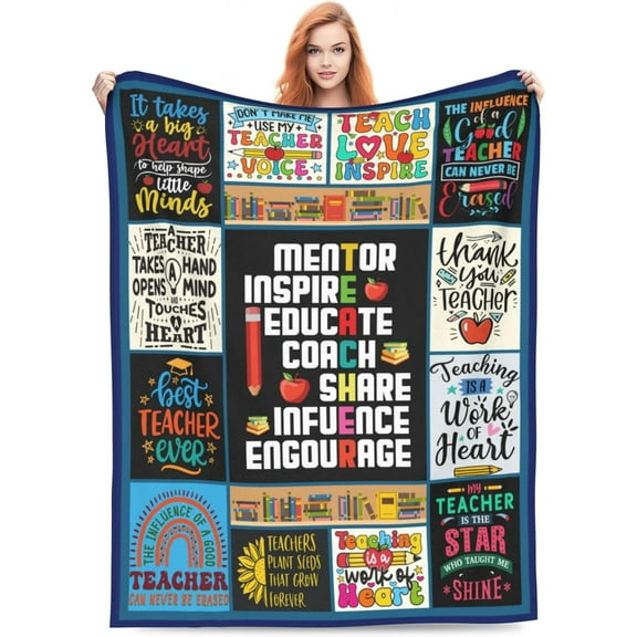 Teacher Blanket Gifts for Women Men,Teacher Appreciation Gifts,Teacher Back to School Teachers'' Day Throw Blankets Best Teacher Birthday Valentines Day Gifts 60"x50"