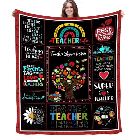 Teacher Blanket Teacher Appreciation Gift Blanket Birthday Retirement Gift for Teacher Ultra Soft Flannel Throw Blanket for Couch Bed Sofa 60"x50"