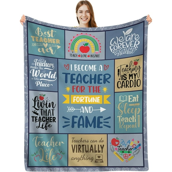 Teacher Blanket Teacher Appreciation Gifts for Women Men, First Day of School Teacher Gift, Back to School Teacher Gifts, Teachers'' Day Teacher Assistant Gifts, Best Teacher Gifts 60"x50"