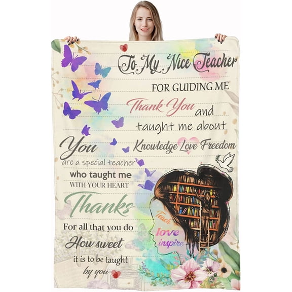 Teacher Blanket Women, Blankets for Teacher Appreciation Teacher's Day Birthday Back to School Graduation Gift Ideas, 30x40in Fleece Blanket
