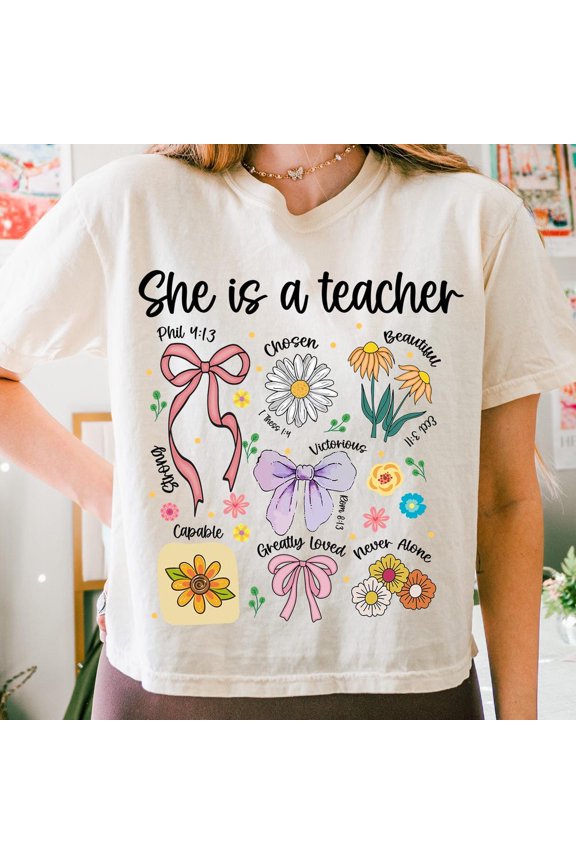 Teacher Boho Floral Shirt, Preppy Teacher Shirt, Coquette Teacher Life Shirt, Teacher Appreciation Gift, Retro Teacher Shirt, Teacher Wildflowers
