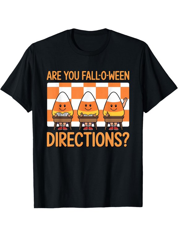 Teacher Candy Corn Fall O Ween Directions T Shirt Size S-5XL