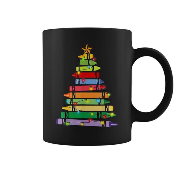 Teacher Christmas Crayon Tree Light Student Coffee Mugs