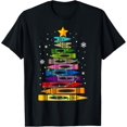 thumbnail image 1 of Teacher Christmas Crayon Tree Light Student Pajama Matching T-Shirt, 1 of 4