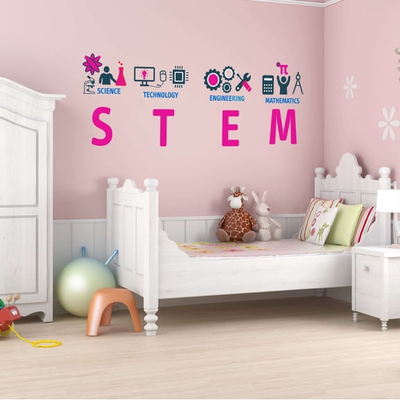 Teacher Classroom Student Stem Science Technology Engineering Math Lab Study Experiments Atoms Microscope Scienctist Algebra Geometry Holiday Decorating Wall Decal Sticker - Size: 40 In X 16 In