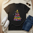 thumbnail image 1 of Teacher Crayon Christmas Tree Lights School Xmas Unisex Tee, up to Size 5XL, 1 of 2