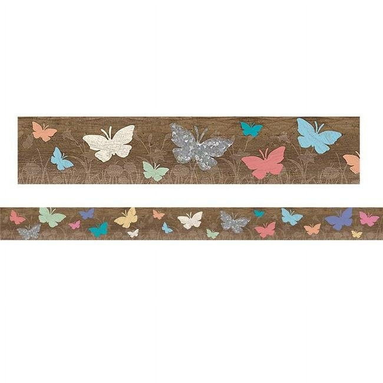 Spring Butterfly and Wood Classroom Border Trim, 35 Feet