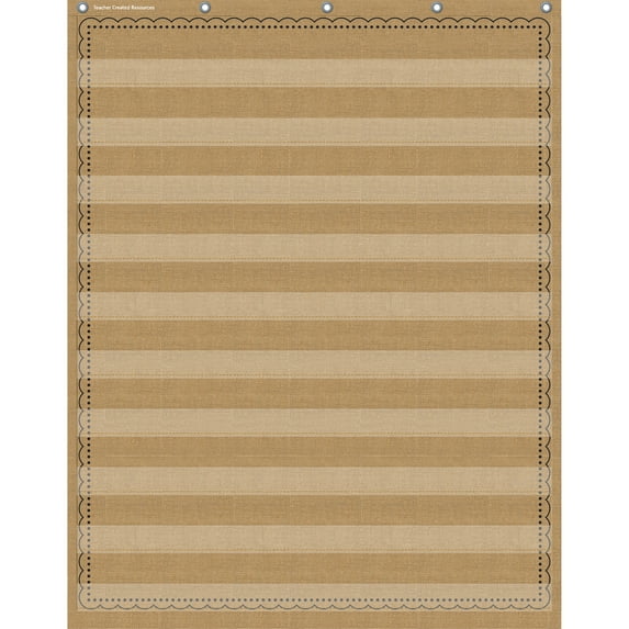 Teacher Created Resources 10-Pocket Pocket Chart, Burlap Design, 34" x 44"