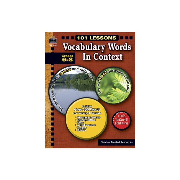Teacher Created Resources 101 Lessons Vocabulary Words in Context Book, Grades 6 - 8, 112 Pages