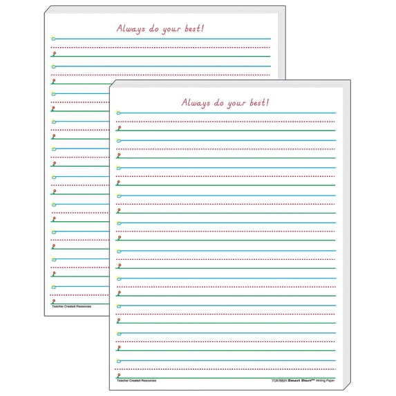 Teacher Created Resources 11" x 8.5" Smart Start 1-2 Writing Paper White TCR76531-2