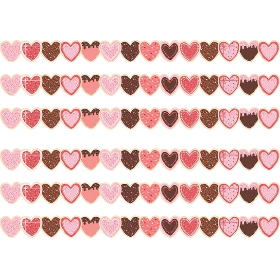 Teacher Created Resources Frosted Heart Cookies Die-Cut Border Trim, 35 Feet Per Pack, 6 Packs
