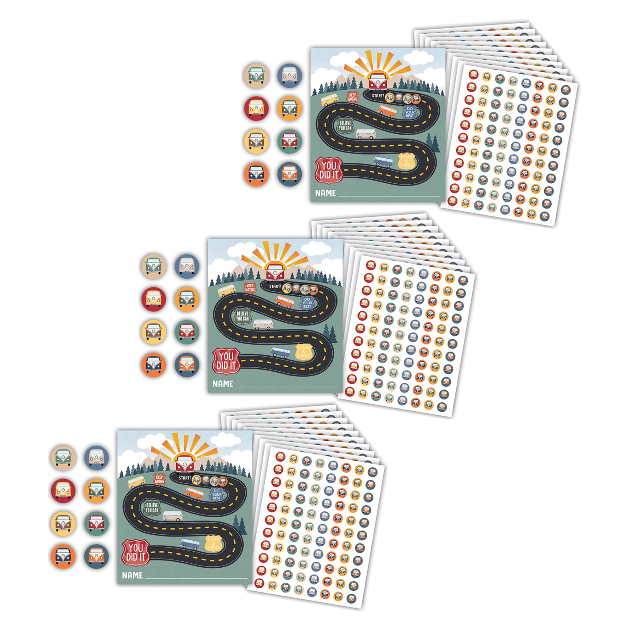 Teacher Created Resources Moving Mountains Road Trip Reward Trackers with Stickers, 3 Packs