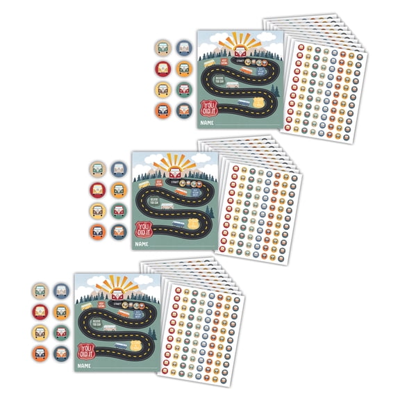 Teacher Created Resources Moving Mountains Road Trip Reward Trackers with Stickers, 3 Packs