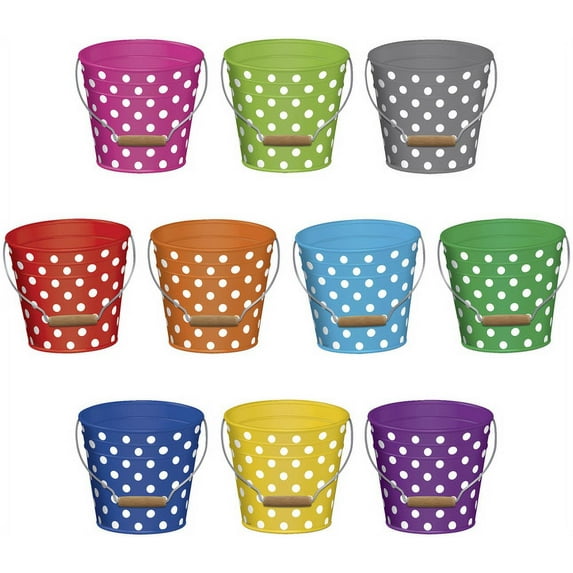 Teacher Created Resources Polka Dot Buckets Accents, 6 Inches, Pack of 30
