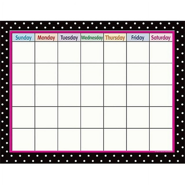 Teacher Created Resources 7605 Black Polka Dots Calendar Chart