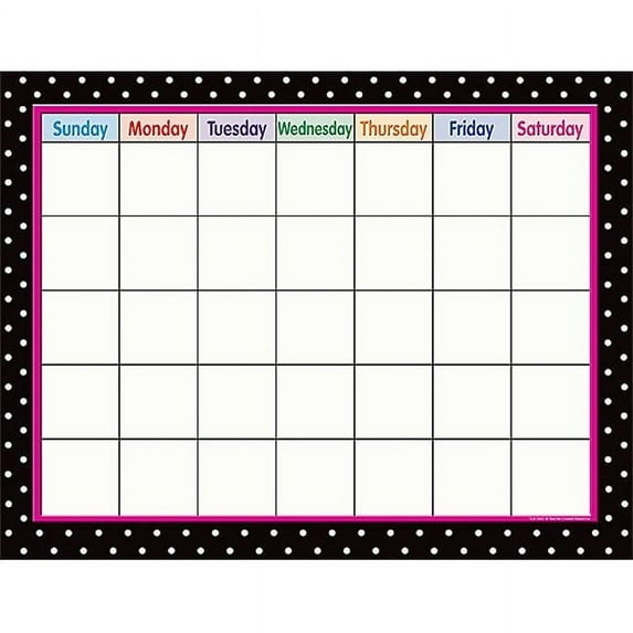 Teacher Created Resources 7605 Black Polka Dots Calendar Chart
