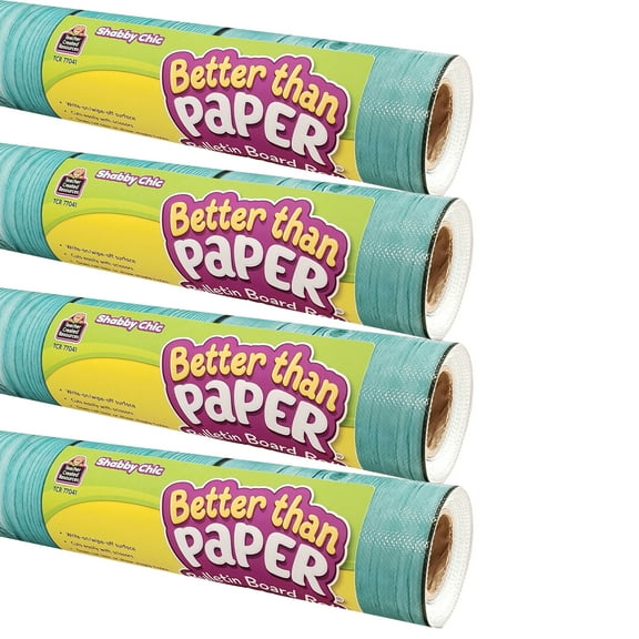 Teacher Created Resources Better Than Paper Bulletin Board Roll, 4' x 12', Shabby Chic, Pack of 4