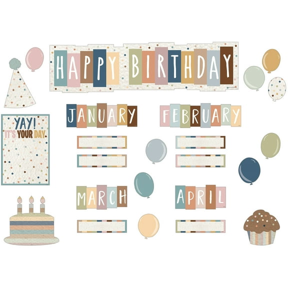 Teacher Created Resources Birthday Celebration Bulletin Board Decorations, Multicolor, 65 Count