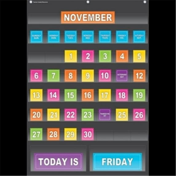 Teacher Created Resources Black Calendar Pocket Chart