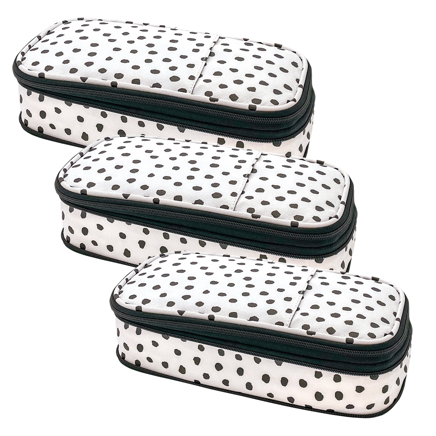 Teacher Created Resources Black Painted Dots on White Pencil Case, Pack of 3