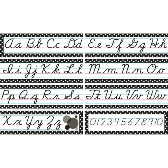 Teacher Created Resources Black Polka Dots Cursive Mini Bulletin Board Set