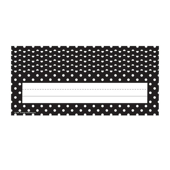 Teacher Created Resources Black Polka Dots Flat Name Plates, 36 Per Pack, 6 Packs