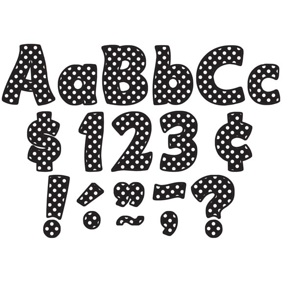 Teacher Created Resources Black Polka Dots Funtastic Font 4" Letters Combo Pack, 208 pieces.