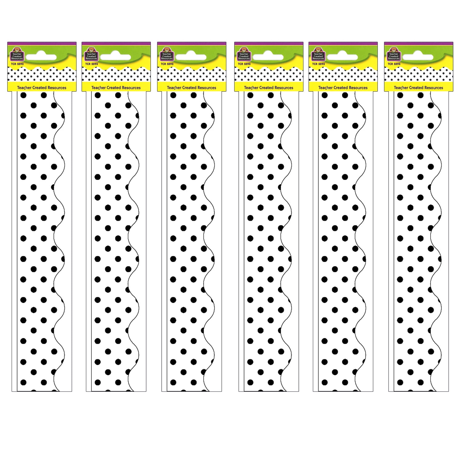 Teacher Created Resources Black Polka Dots on White Scalloped Border ...