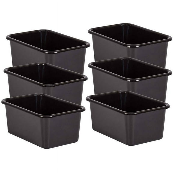 Teacher Created Resources Black Small Plastic Storage Bin, Pack of 6
