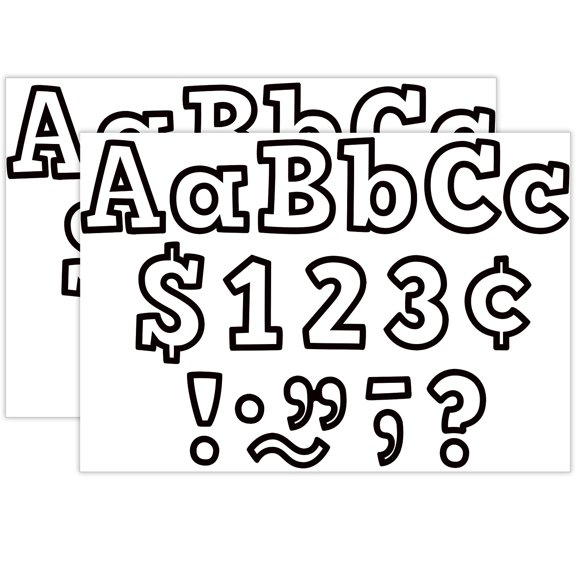 Teacher Created Resources Black & White Bold Block 4" Letters Combo Pack, 230 Per Pack, 2 Packs