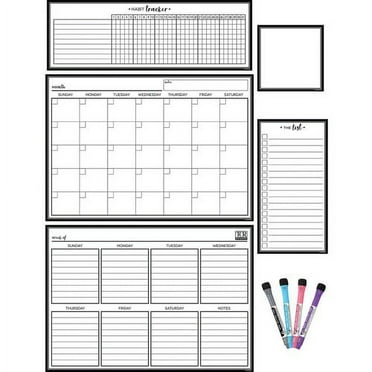 Teacher Created Resources Black White Dry-Erase Magnetic Calendar Set - Black, White - 1 Pack | Bundle of 2 Packs