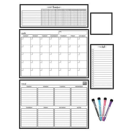 Teacher Created Resources Black & White Dry-Erase Magnetic Calendar Set