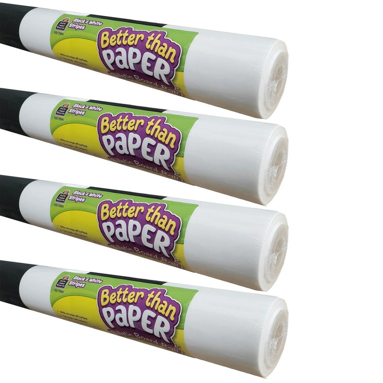 Teacher Created Resources Better Than Paper Bulletin Board Roll, Black & White Stripes, Pack of 4