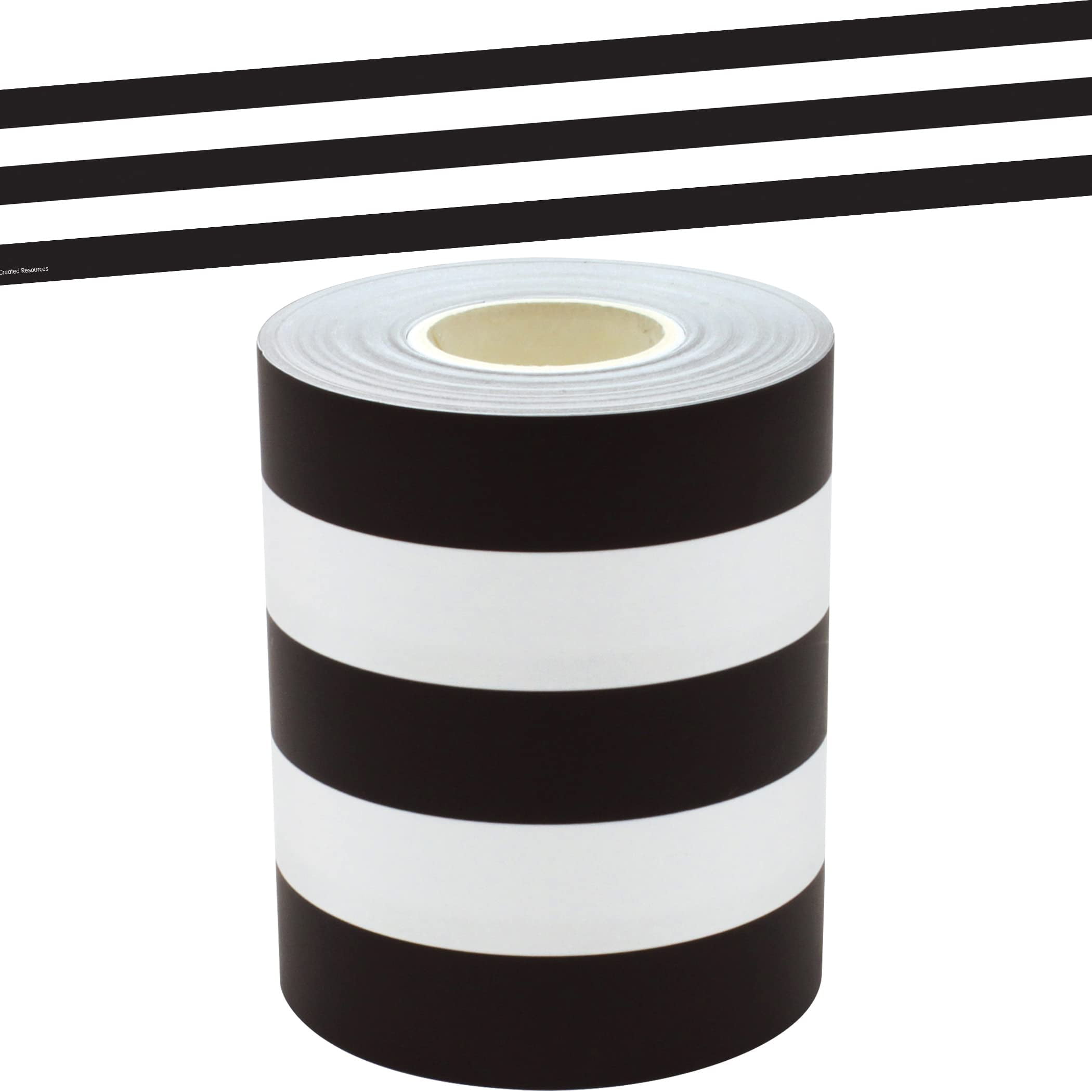 Black and White Striped Paper Border Trim, 50 Feet