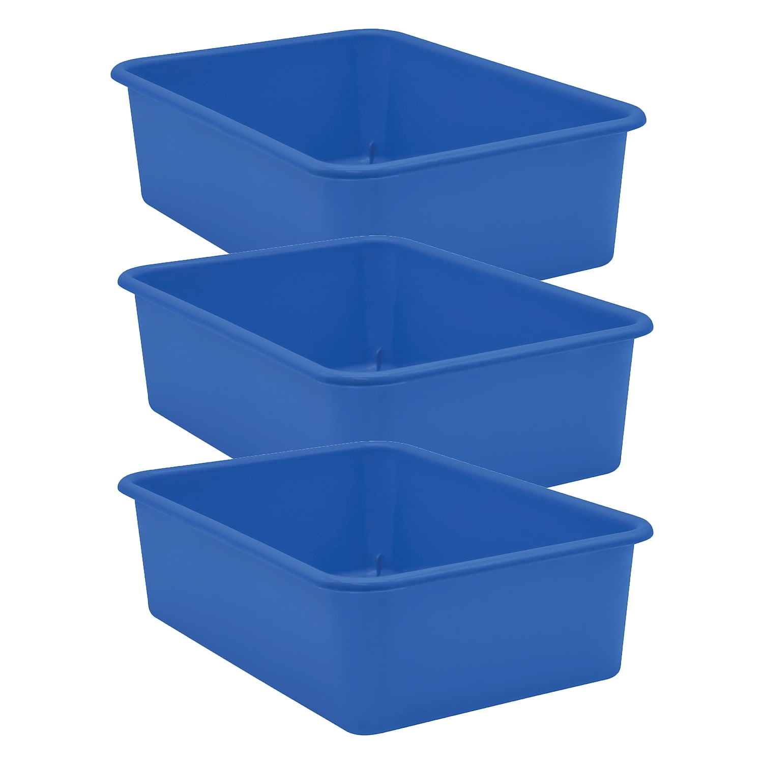 Teacher Created Resources Blue Plastic Multi-Purpose Bin, Pack of 3