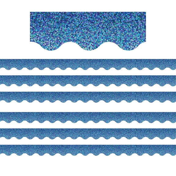 Teacher Created Resources Blue Sparkle Scalloped Border Trim, 35 Feet Per Pack, 6 Packs