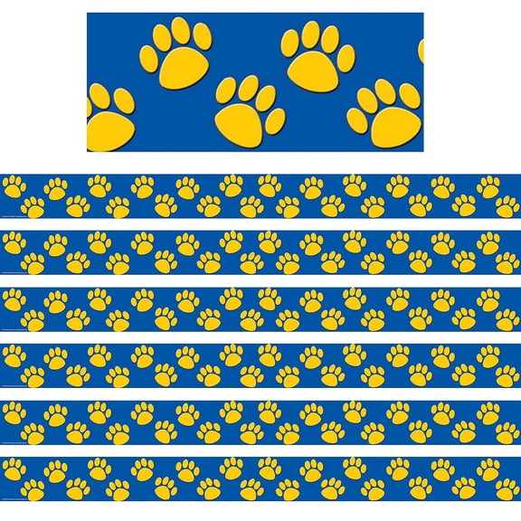 Teacher Created Resources Blue with Gold Paw Prints Border Trim, 35 Feet Per Pack, 6 Packs