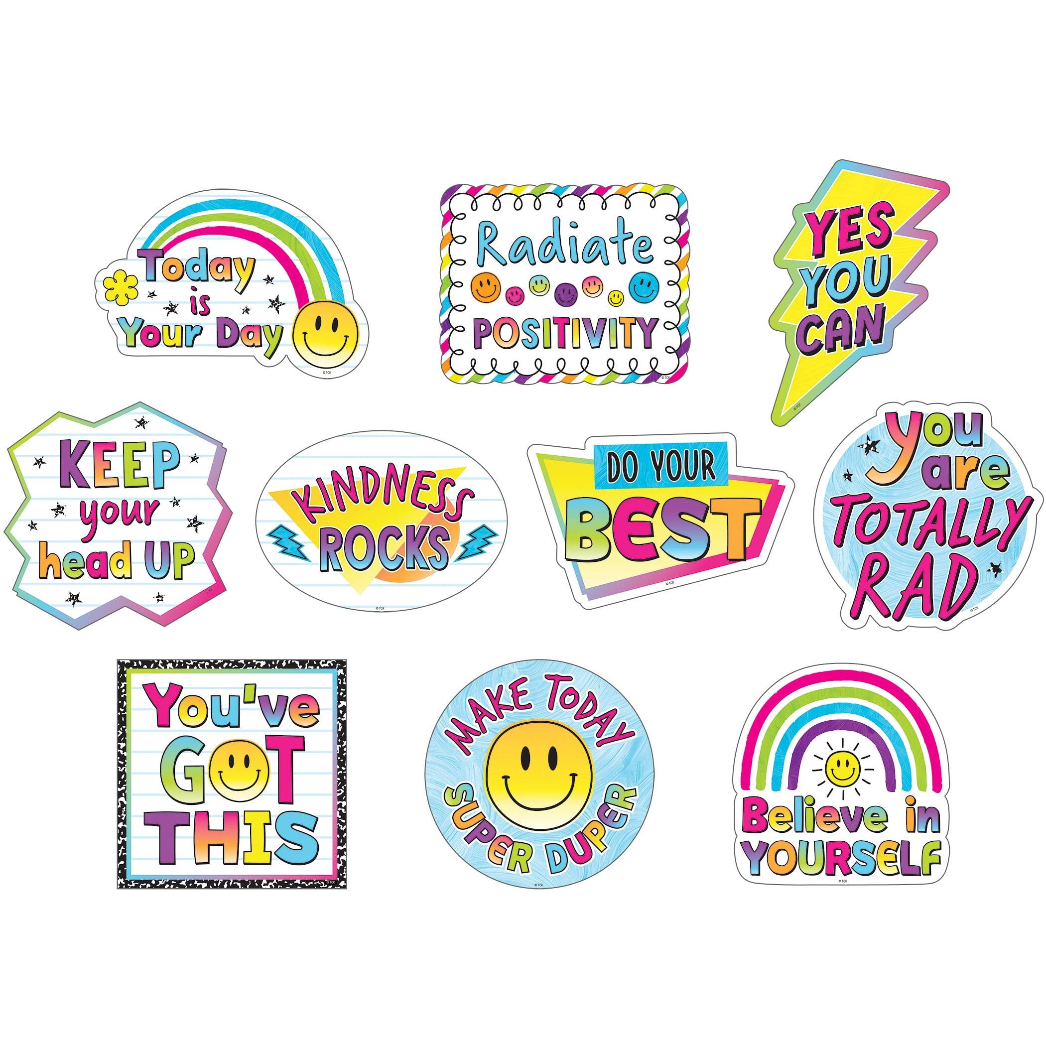 Teacher Created Resources Brights 4Ever Positive Saying Accents, 30 Per Pack, 3 Packs