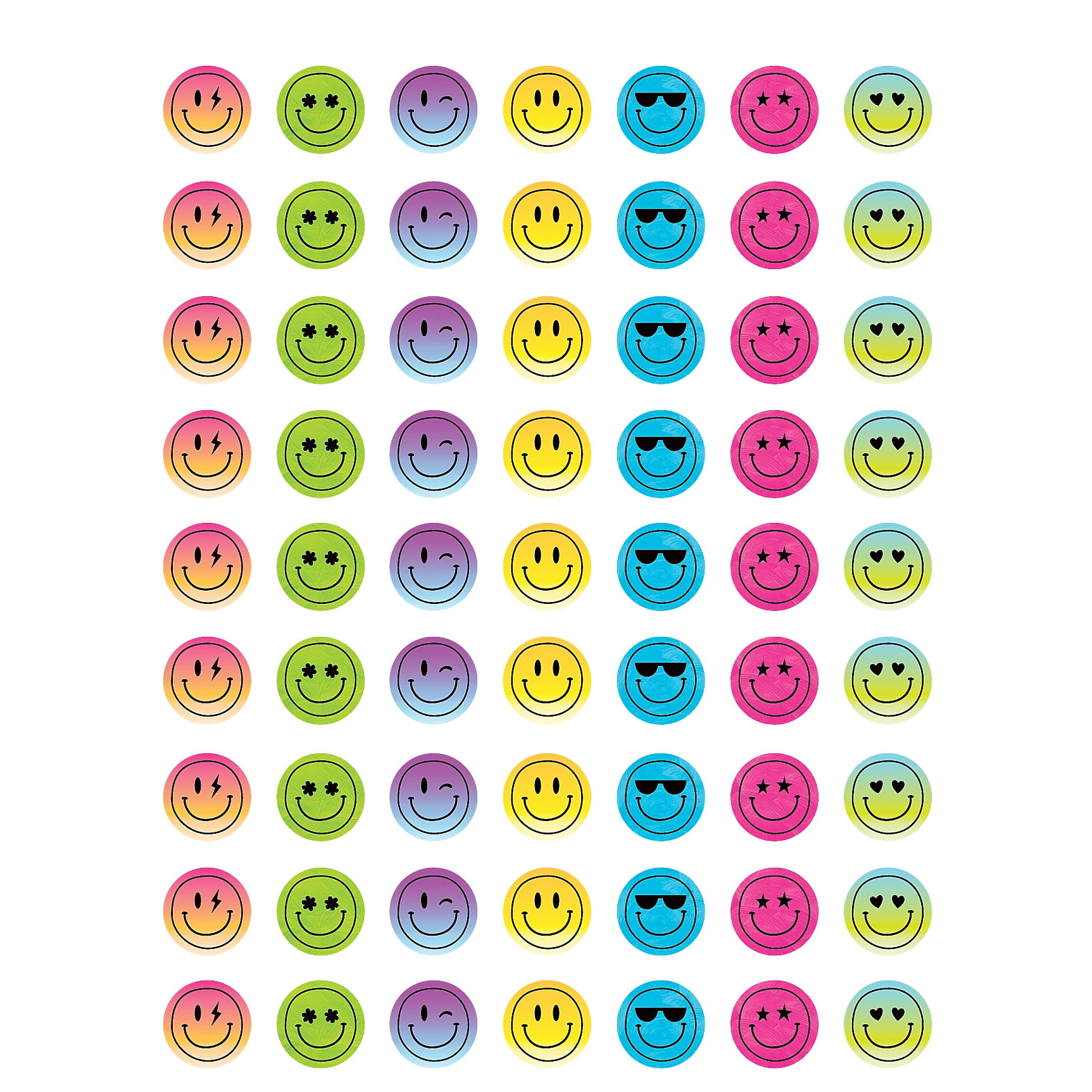 Teacher Created Resources Brights 4Ever Smiley Faces Mini Stickers, 378 Per Pack, 12 Packs
