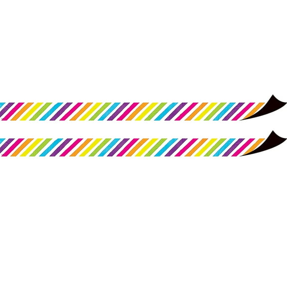 Teacher Created Resources Brights 4Ever Stripes Magnetic Border, 24 Feet Per Pack, 2 Packs