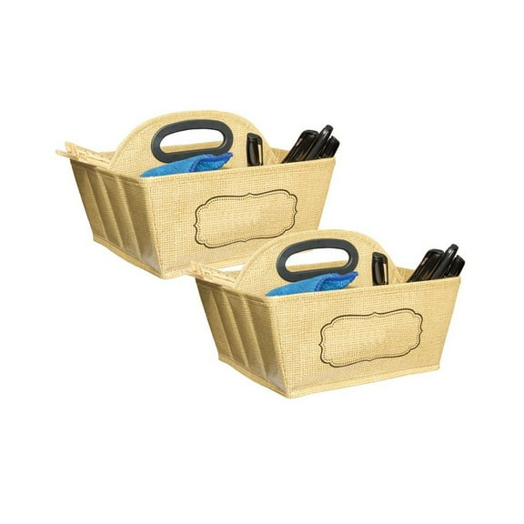 Teacher Created Resources Burlap Design Storage Caddy, Pack of 2