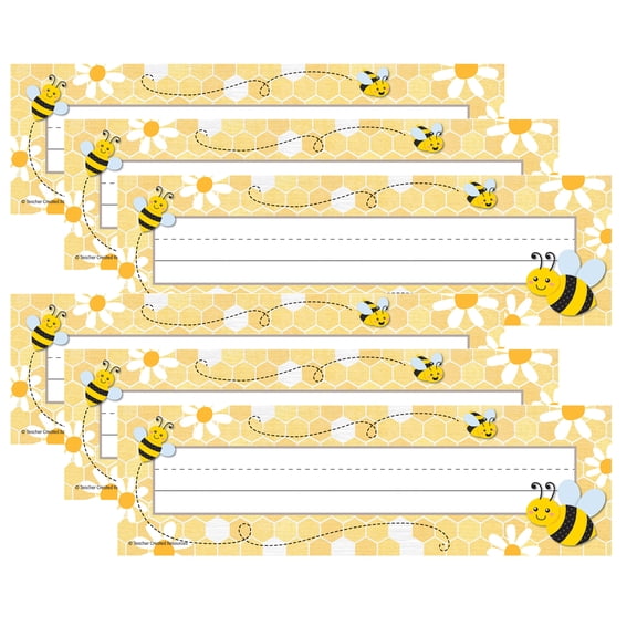 Teacher Created Resources Buzzing Bees Flat Name Plates, 36 Per Pack, 6 Packs